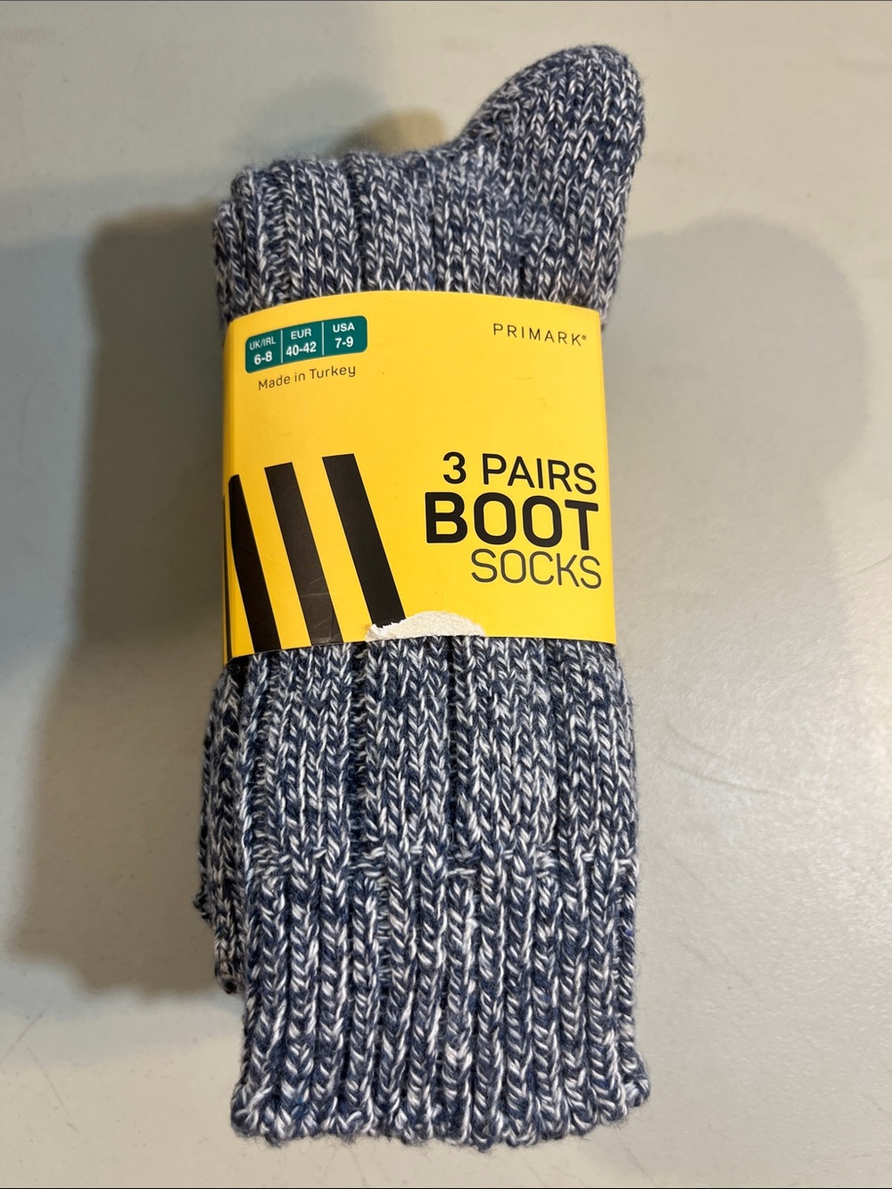 Primark Navy and White Marled Boot Socks - 3 Pack